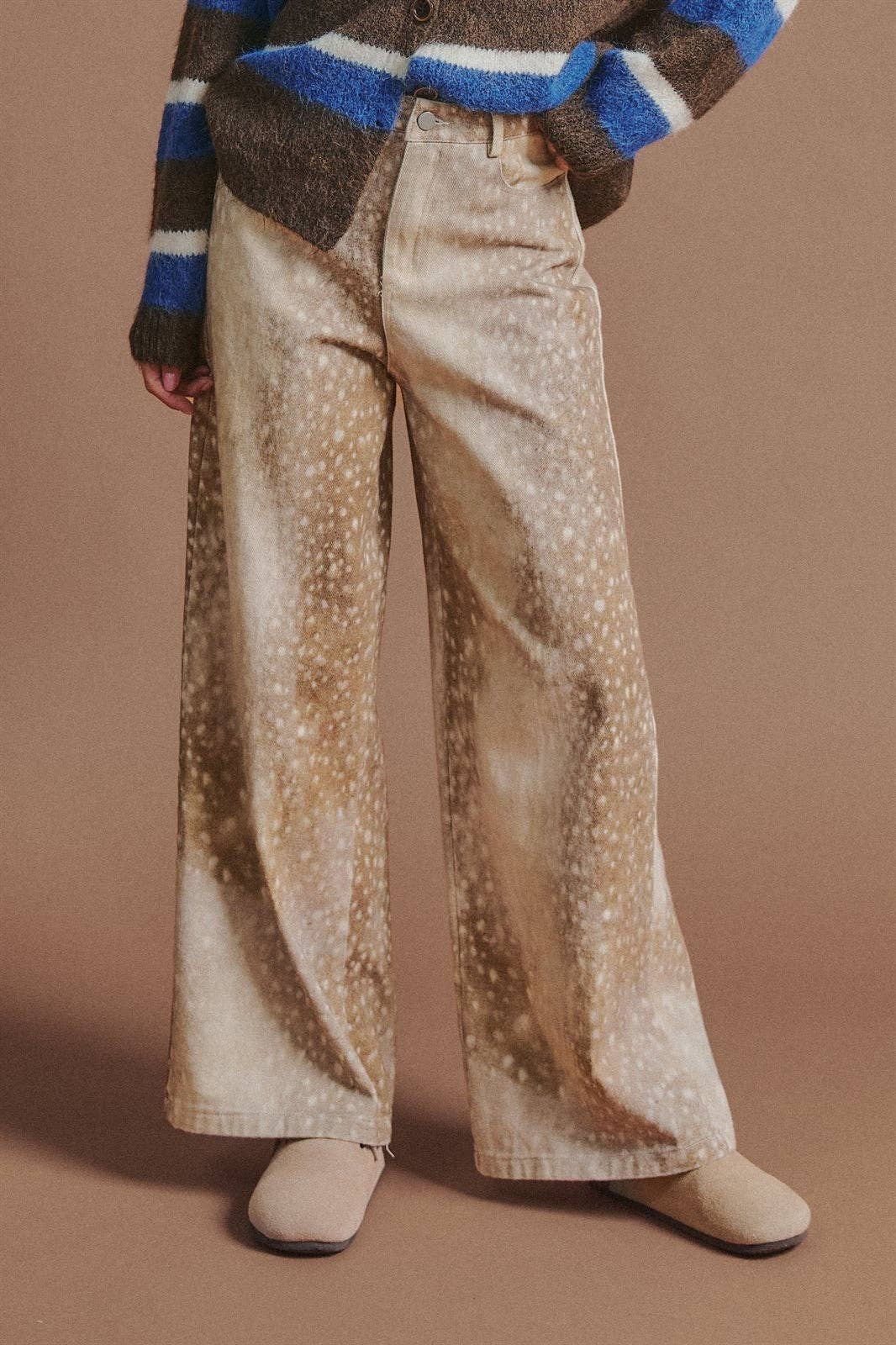 Deer Spot Wide Leg Twill Pants