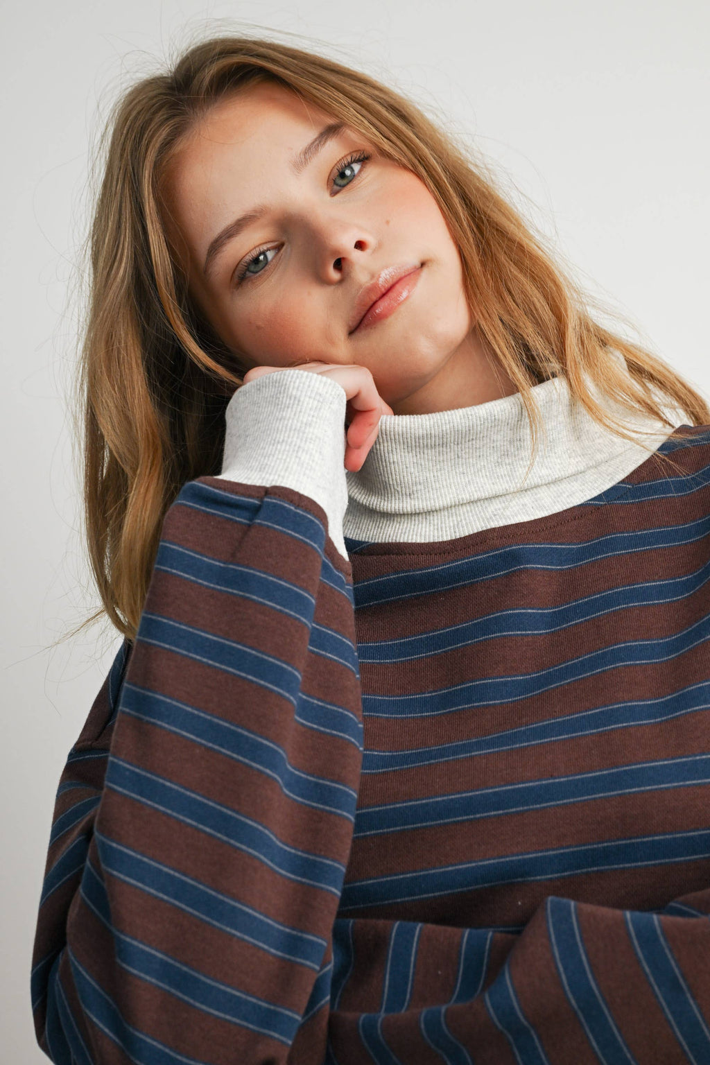 Striped Turtleneck Sweatshirt