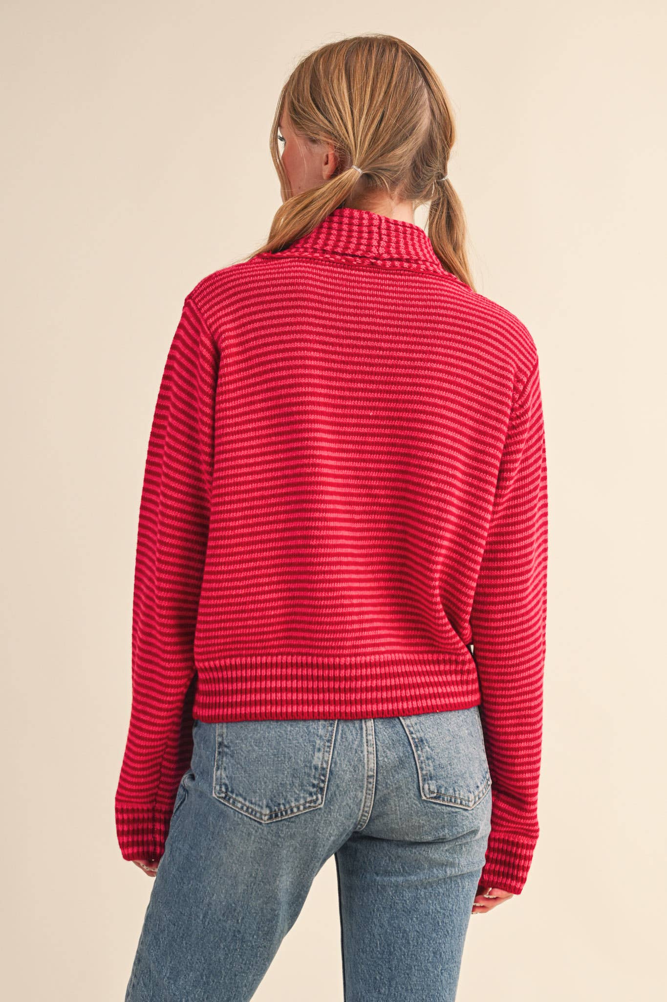 STRIPED TYING NECK SWEATER CARDIGAN MSW11125