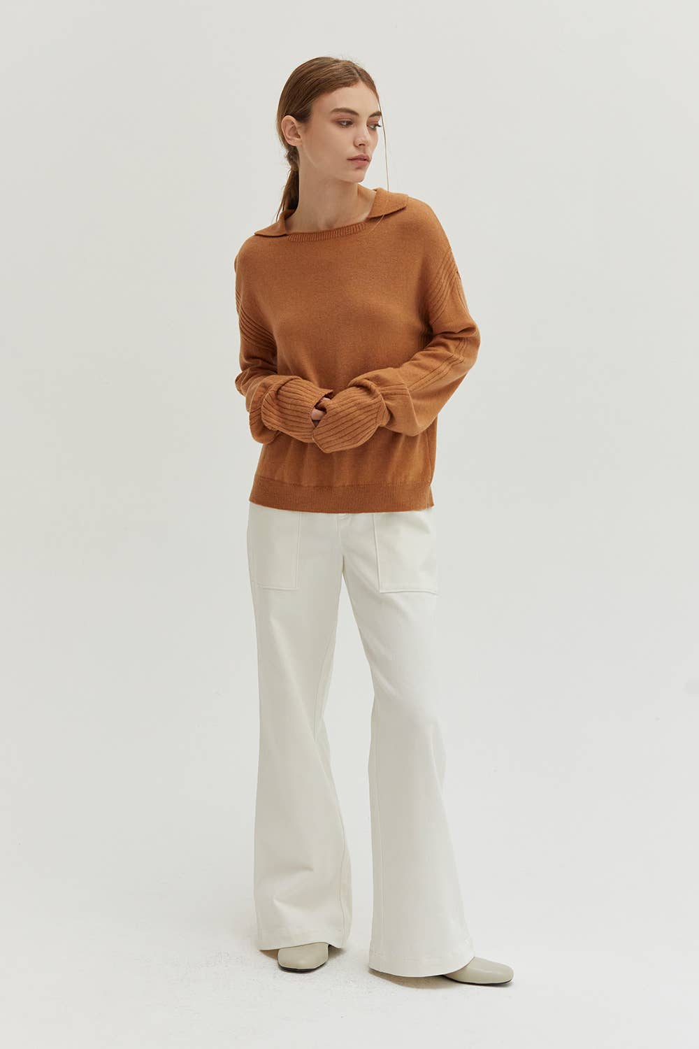 CT8877 - Maline Cashmere Softened Collared Sweater Top