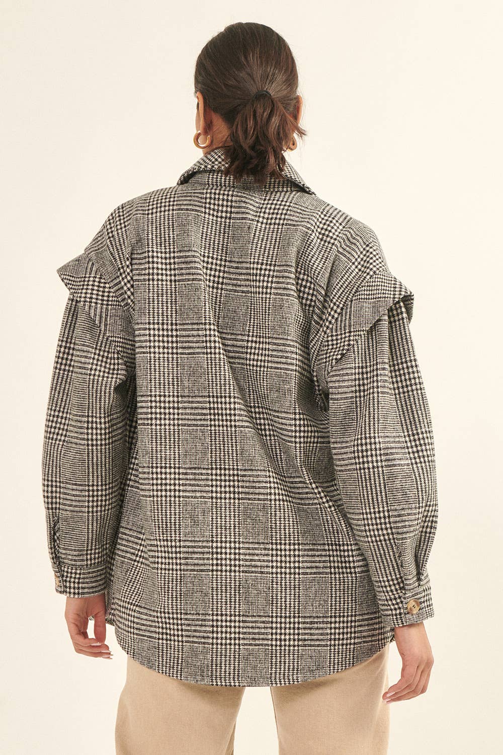 Plaid Collar Neck Button Front Long Sleeve Shacket