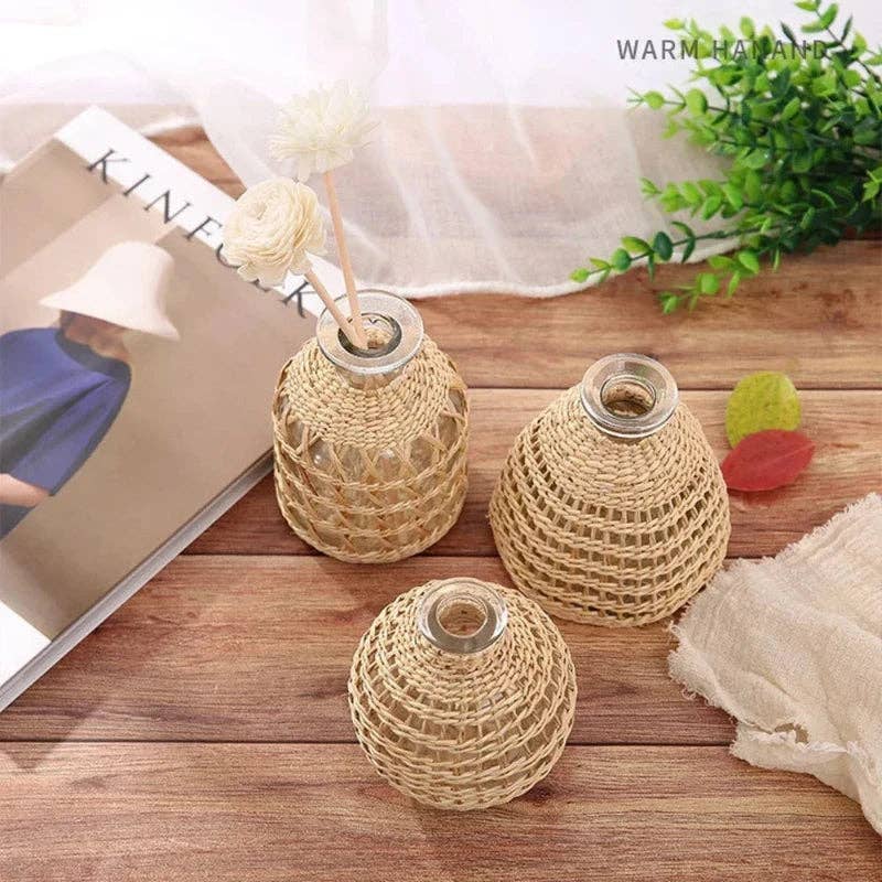 Handwoven Rattan Vases