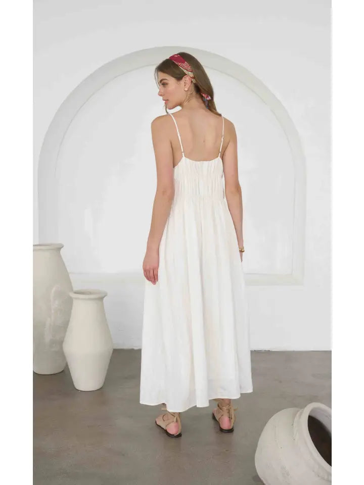 V Neck Sleeveless Midi Dress