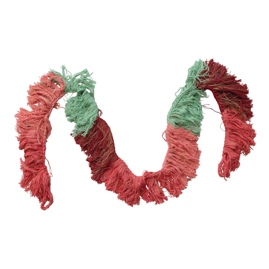 Hand-Woven Multicolor Cotton Fringe Garland with Gold Thread