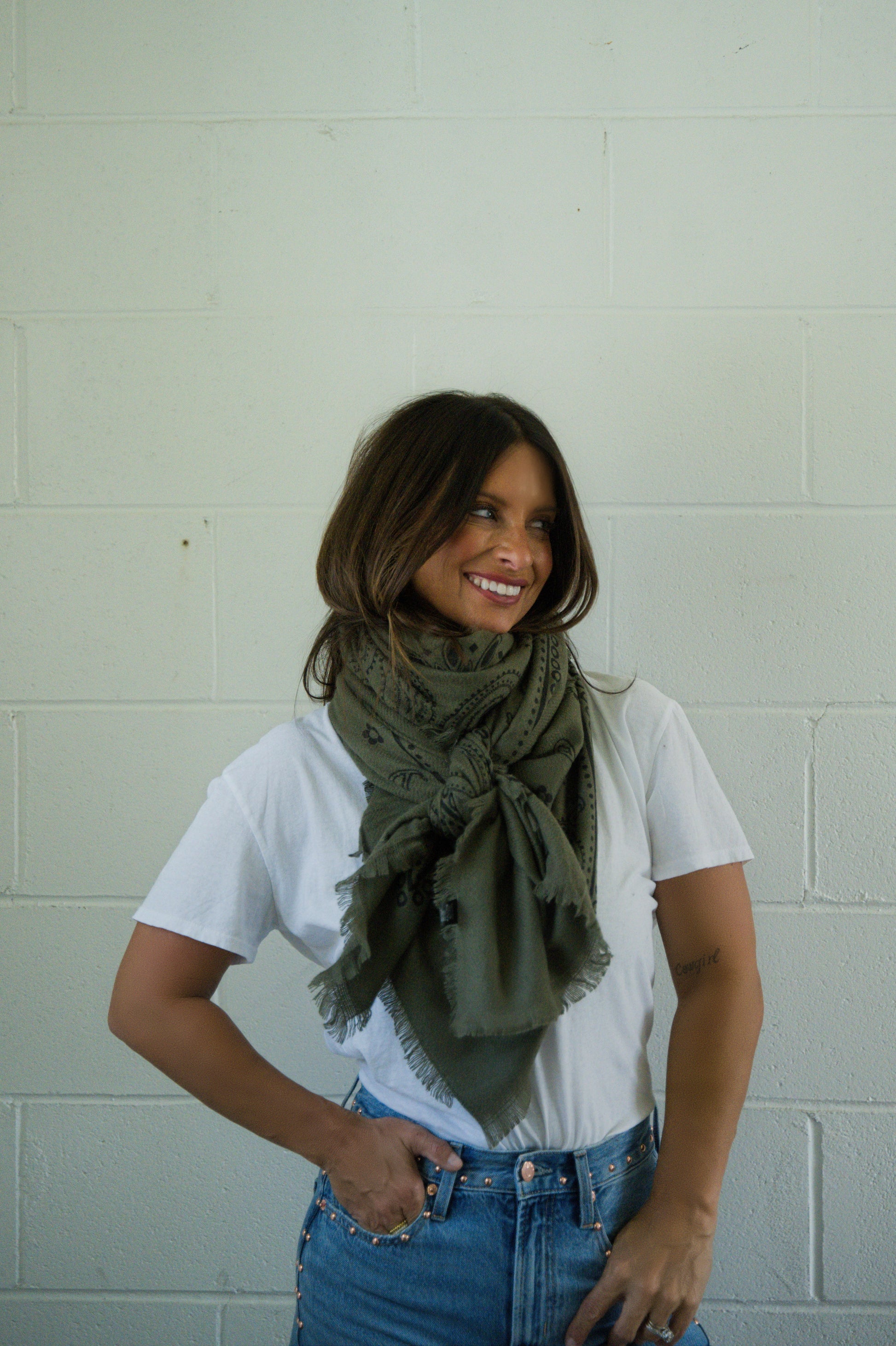 Oversized Bandana Print Square Scarf