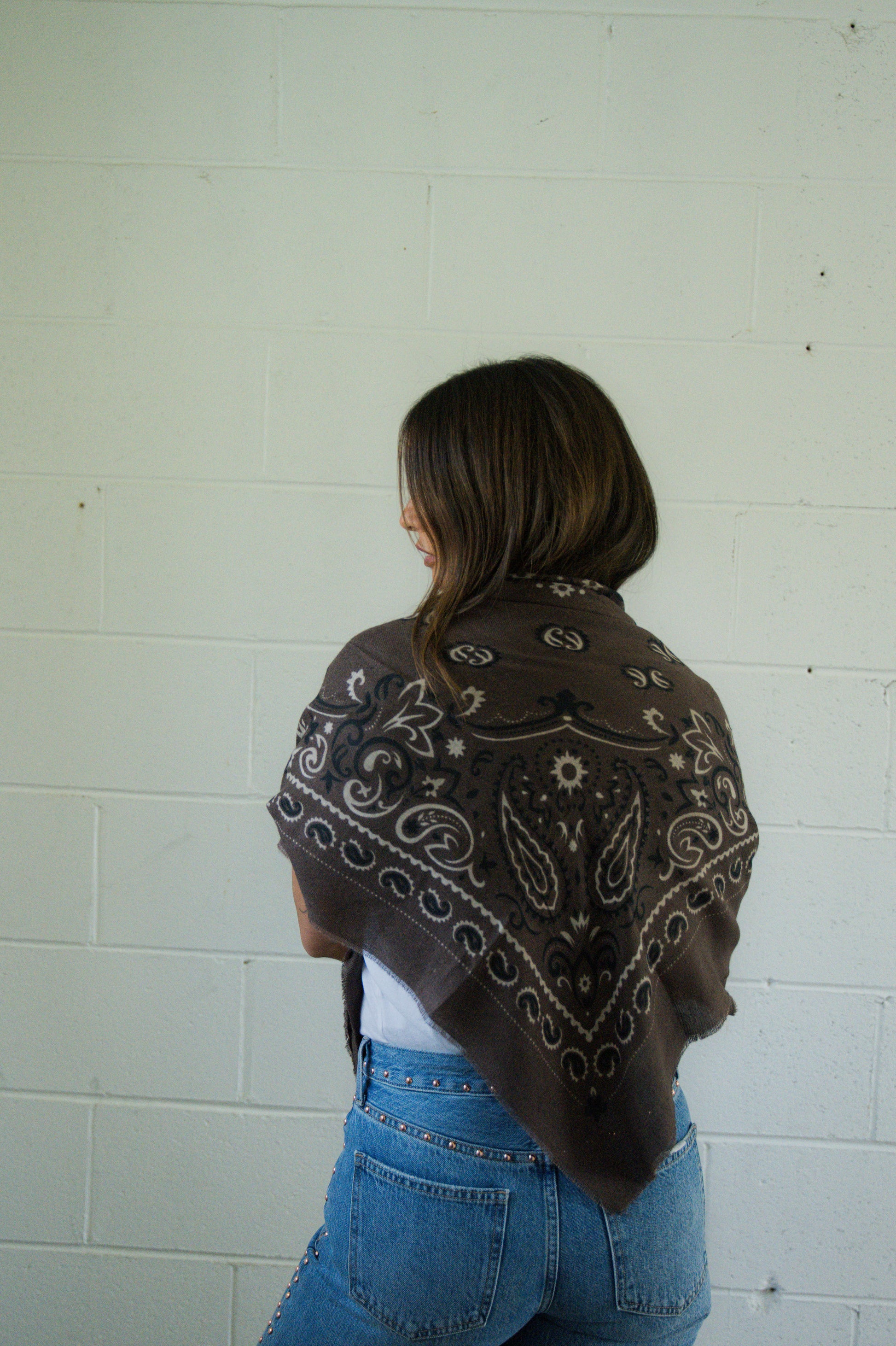 Bandana Print Square Scarf