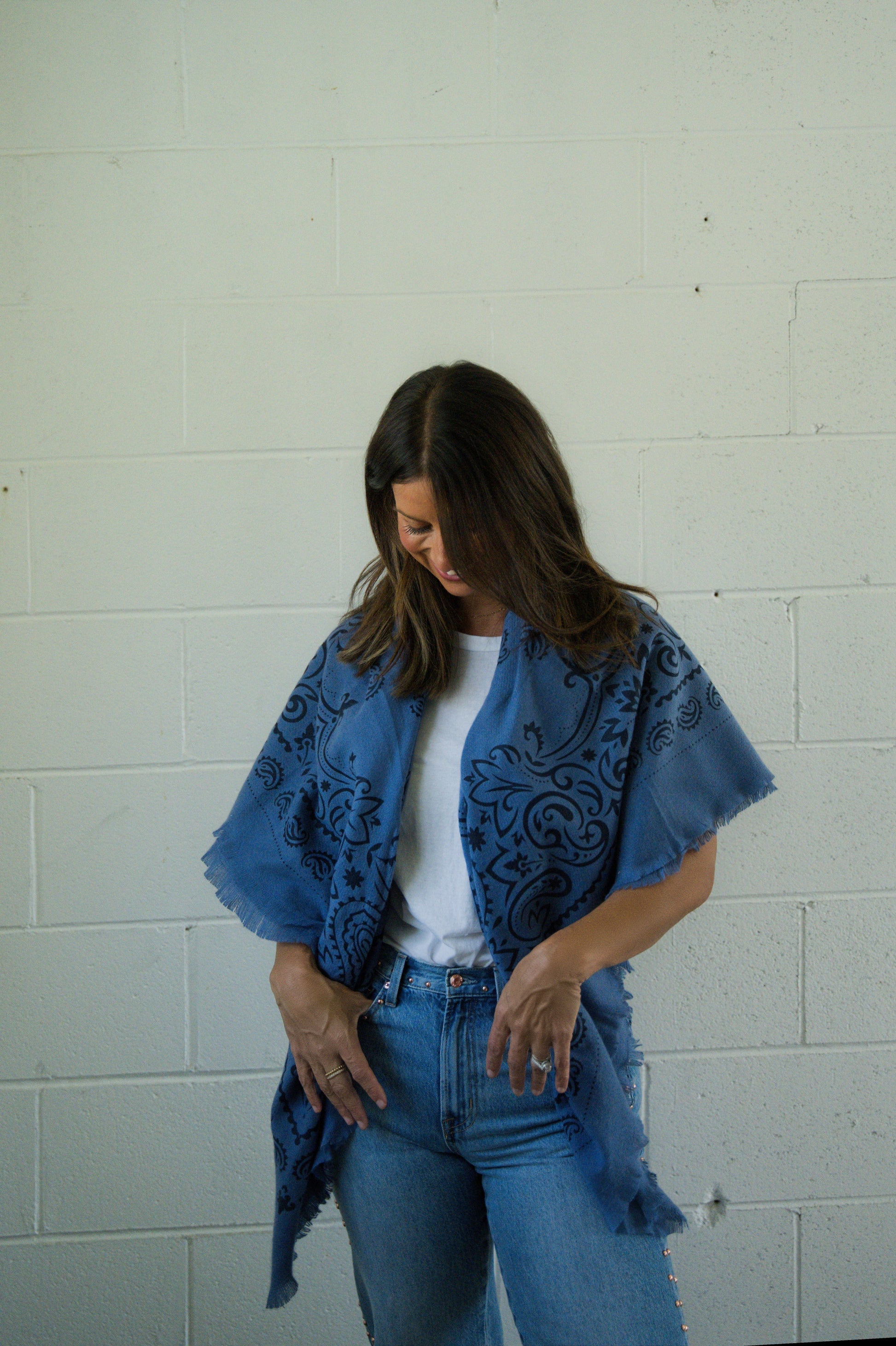 Oversized Bandana Print Square Scarf