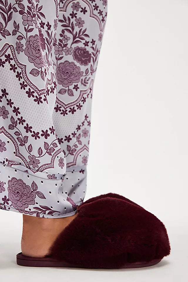 SNOWBALL SLIPPER - TAUPE/CABERNET