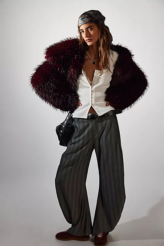 SPOTLIGHT PINSTRIPE TROUSER- GREY