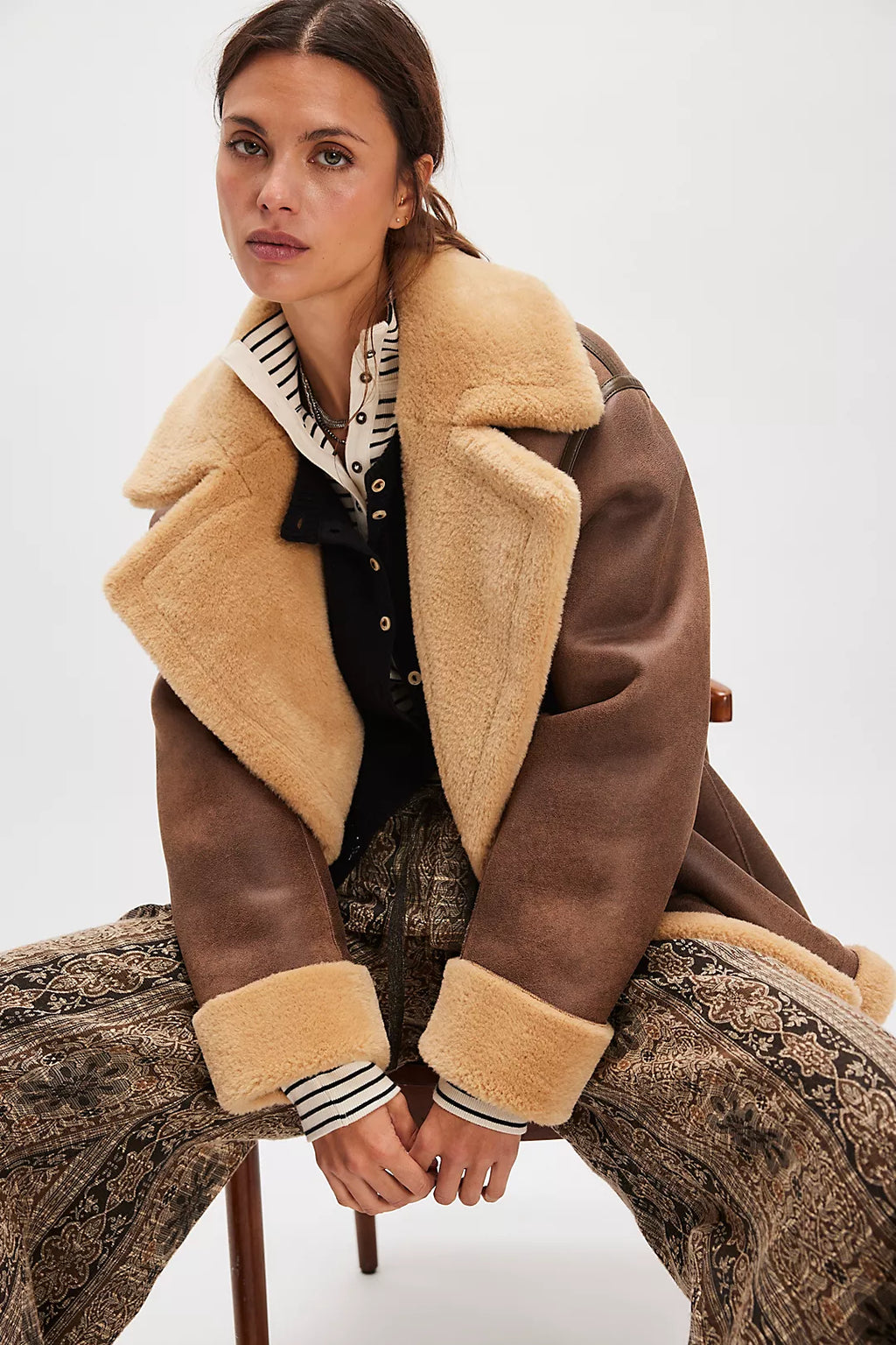 MARI REVERSIBLE in TAN CREAM COMBO FREE PEOPLE