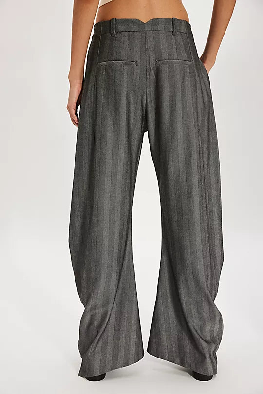 SPOTLIGHT PINSTRIPE TROUSER- GREY