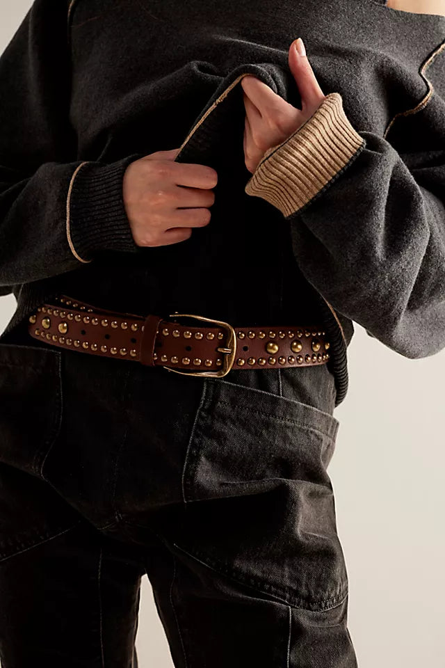WTF SOLA STUD BELT in COGNAC