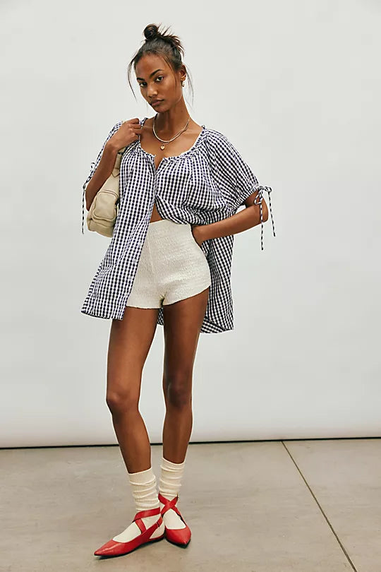 FARLEY GINGHAM TUNIC-NAVY