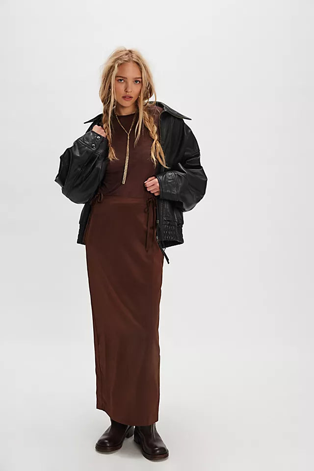 ROSETTO COLUMN SKIRT in POTTING SOIL FREE PEOPLE