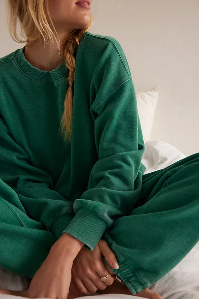 SLOW IT DOWN PULLOVER in RAINFOREST MOSS