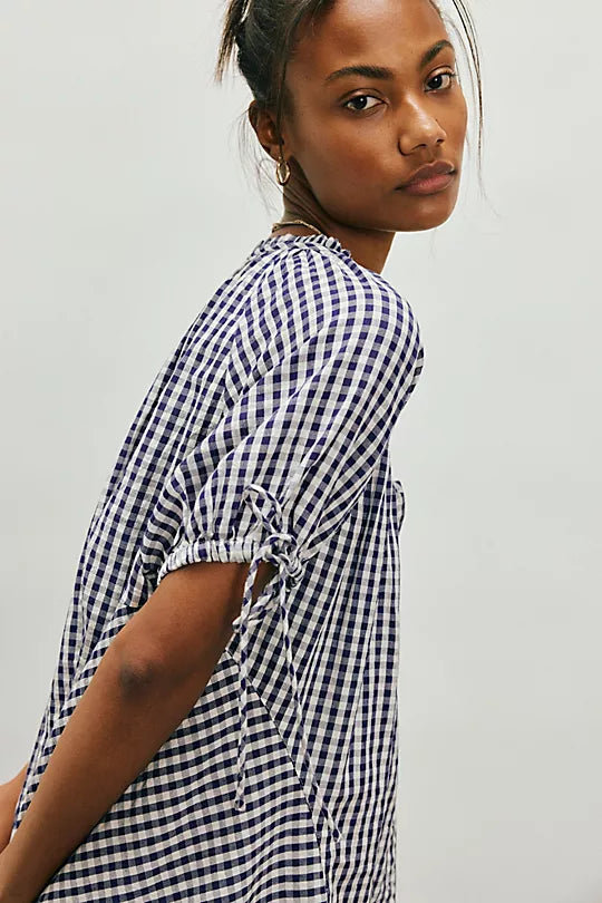 FARLEY GINGHAM TUNIC-NAVY