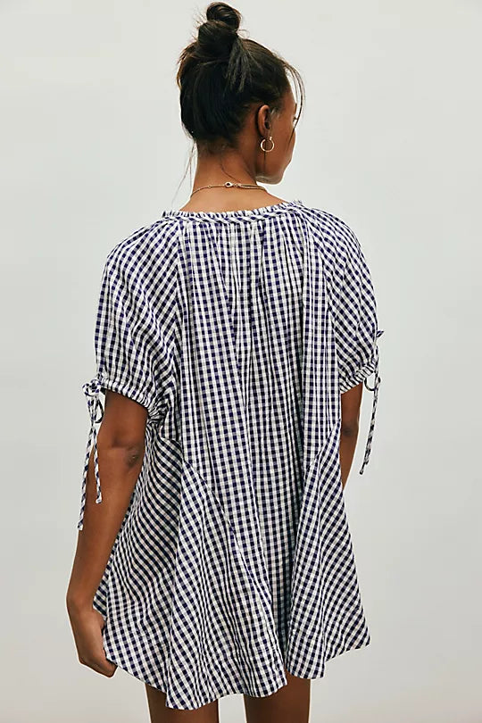 FARLEY GINGHAM TUNIC-NAVY
