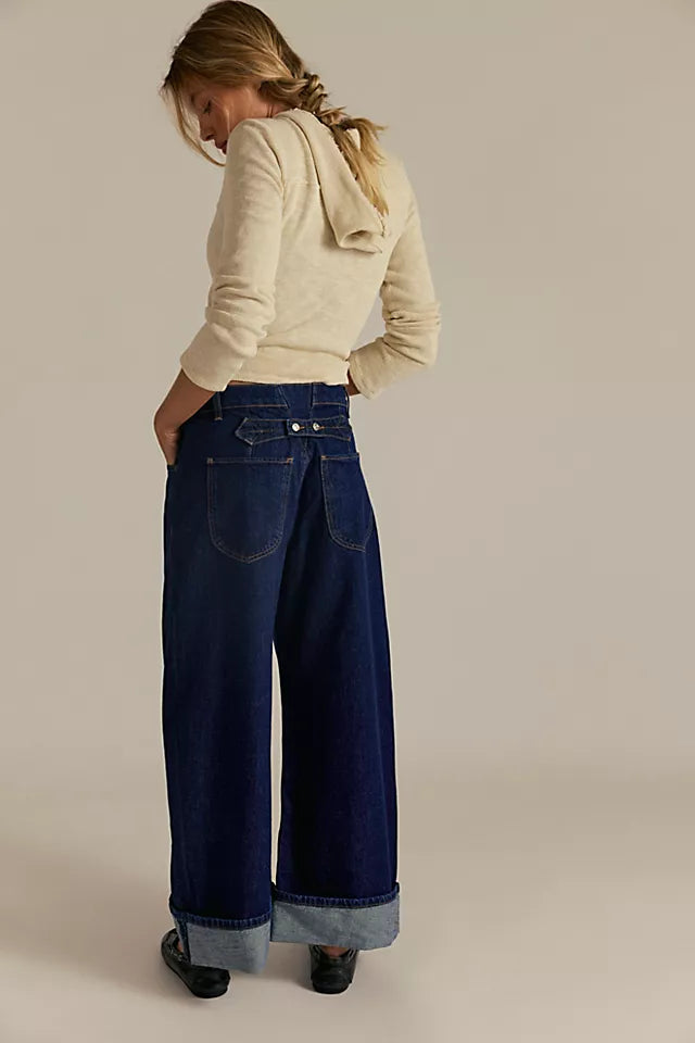 ALIA WIDE LEG  in HAWTHORNE DARK BLUE
