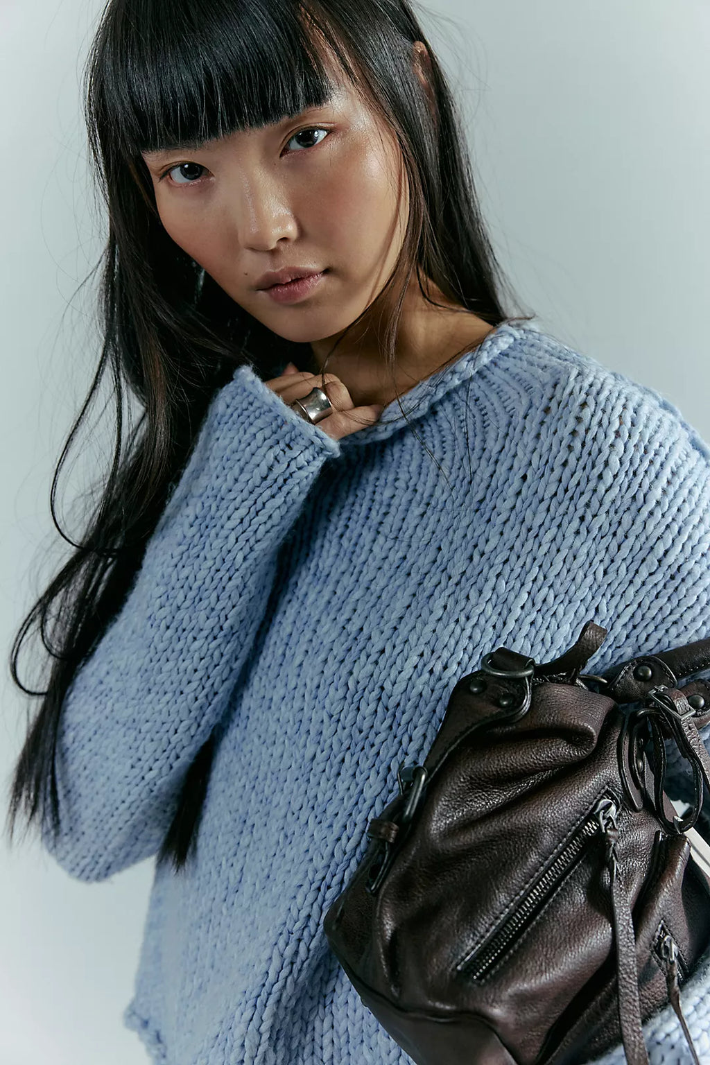 OPAL ROLLNECK KNIT SWEATER- CASHMERE BLUE