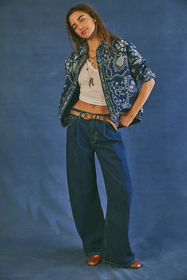 ALIA WIDE LEG  in HAWTHORNE DARK BLUE