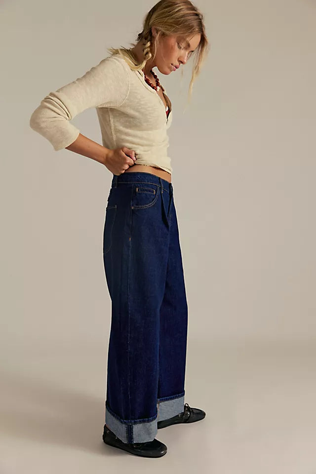 ALIA WIDE LEG  in HAWTHORNE DARK BLUE
