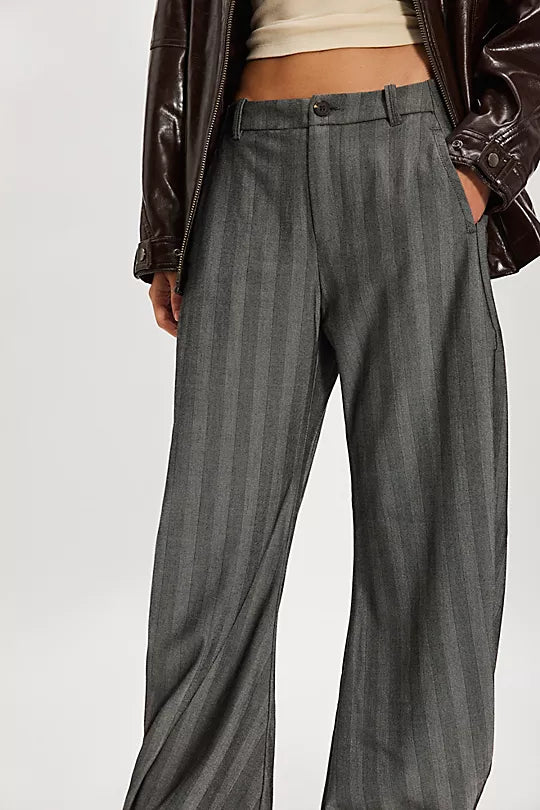 SPOTLIGHT PINSTRIPE TROUSER- GREY