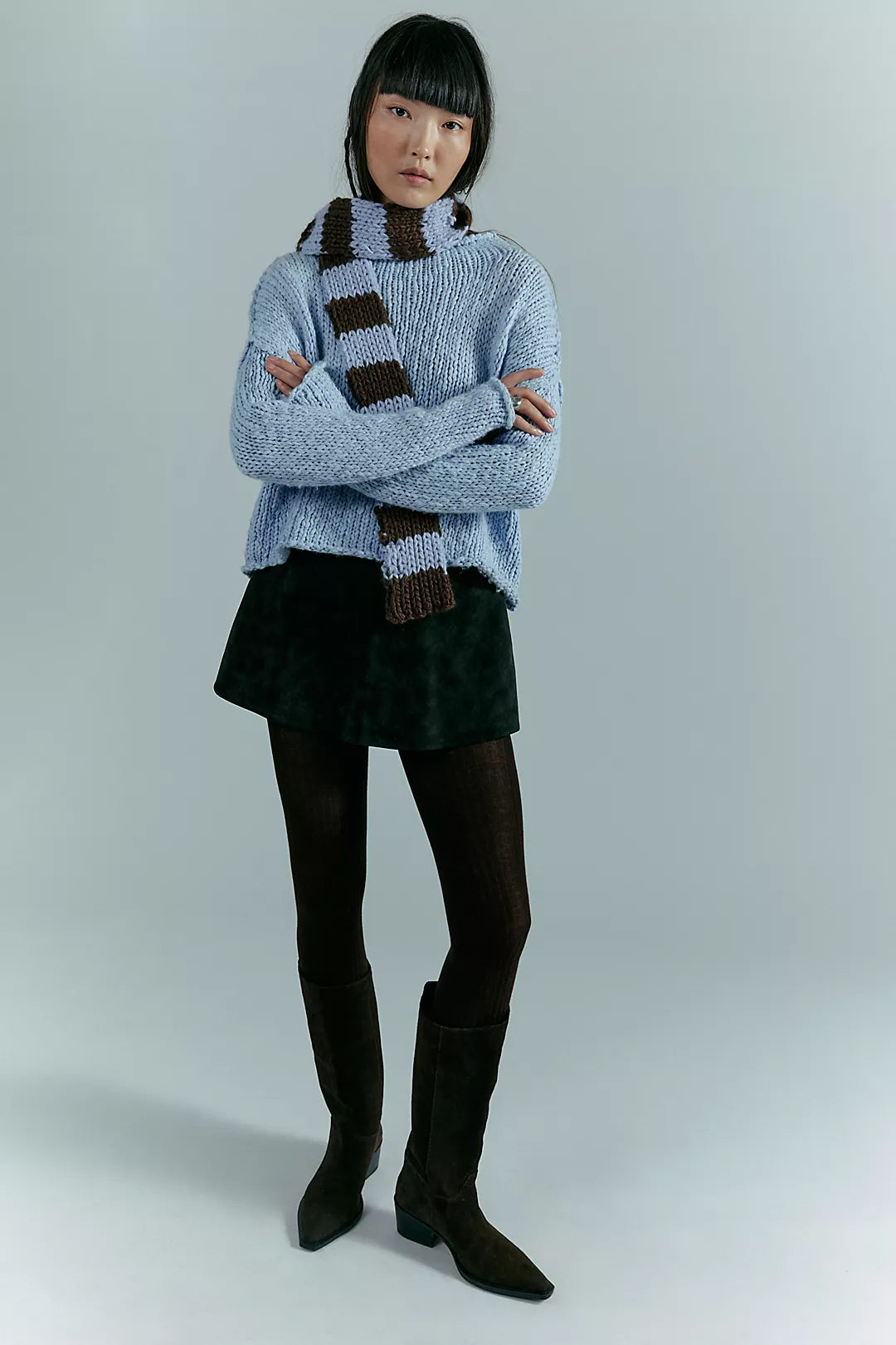 OPAL ROLLNECK KNIT SWEATER- CASHMERE BLUE