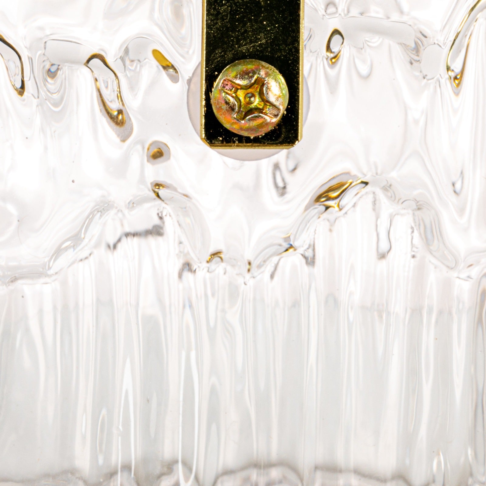 Textured Glass Ice Bucket with Gold Handle & Tongs