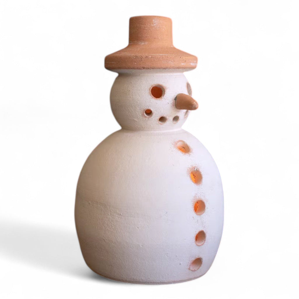 Ivory & Terracotta Snowman Luminary