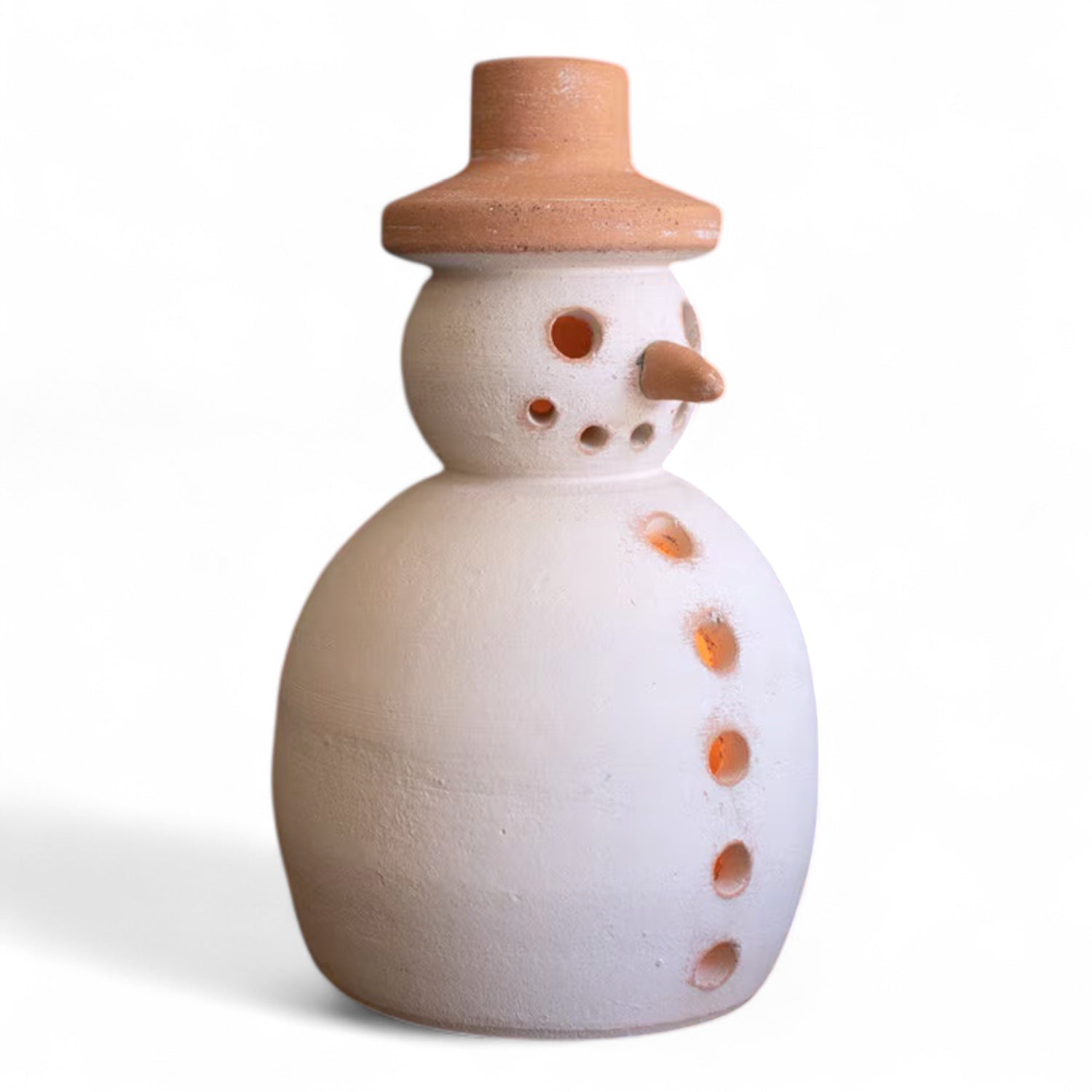 Ivory & Terracotta Snowman Luminary