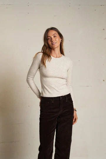 JOLIE-sweater rib crew neck long sleeve in oatmeal