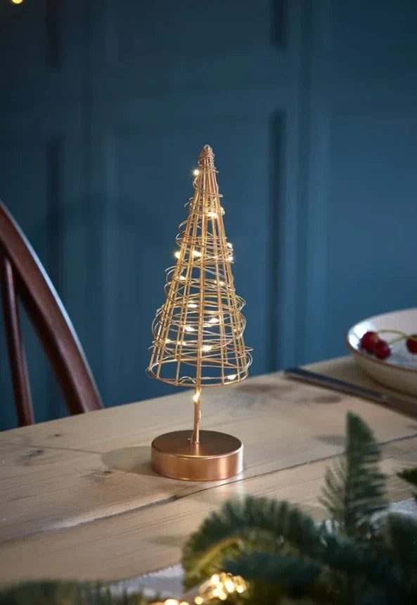 Gold LED Fairy Light Wire Table Christmas Tree