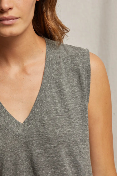 Cotton Sleeveless V Neck Tee