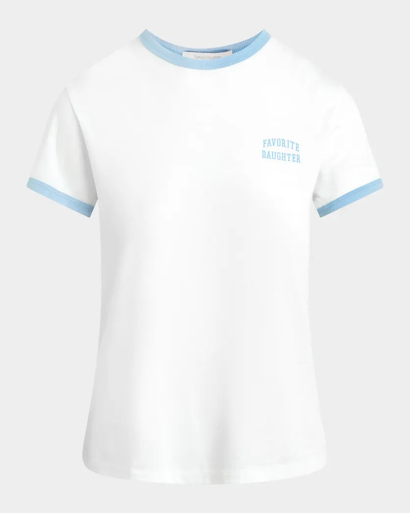 Favorite Daughter The Collegiate Chest Logo Ringer Tee - Women’s Vintage Graphic T-Shirt