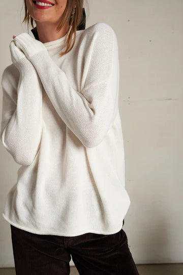 NOVA- COTTON CASHMERE MOCK NECK IN SUGAR