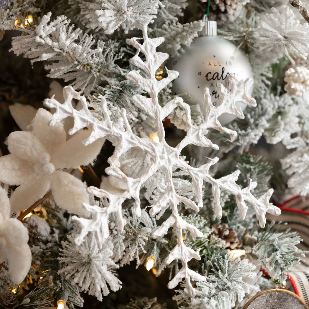 White Paper Pulp Snowflake Ornaments