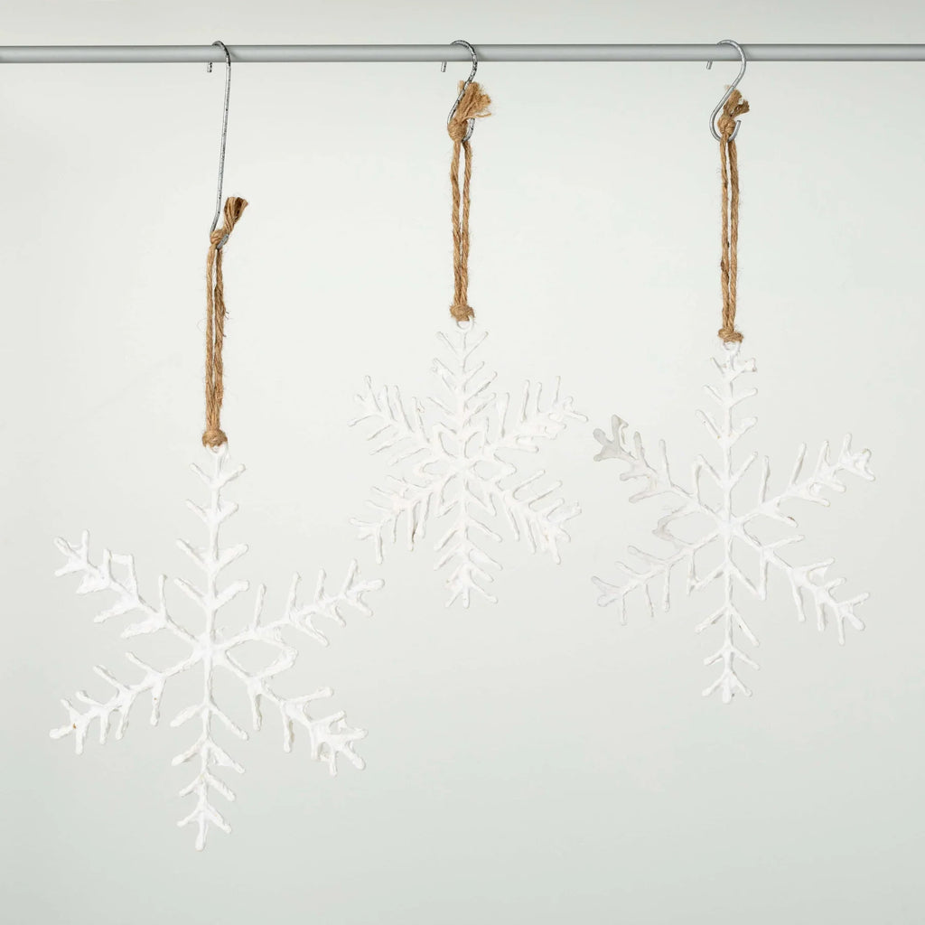 White Paper Pulp Snowflake Ornaments