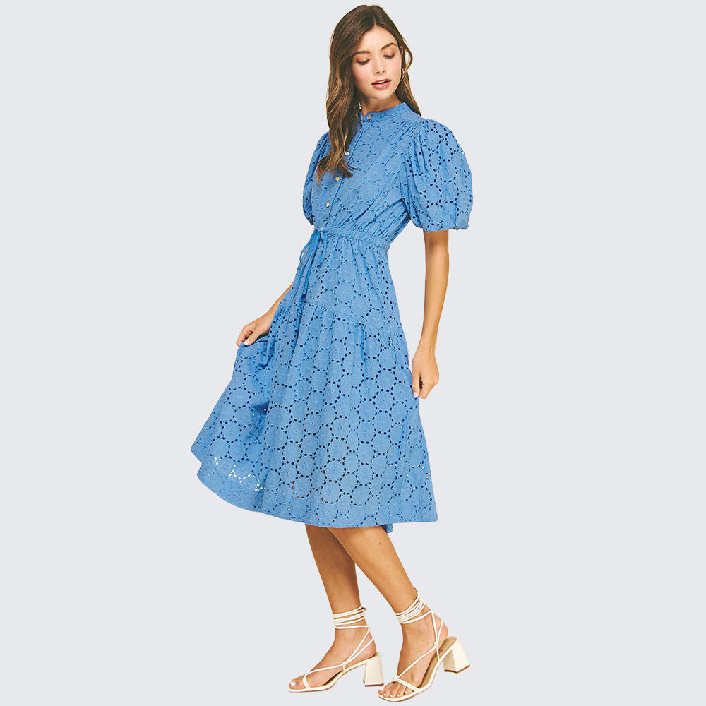 Eyelet Embroidered Midi Dress