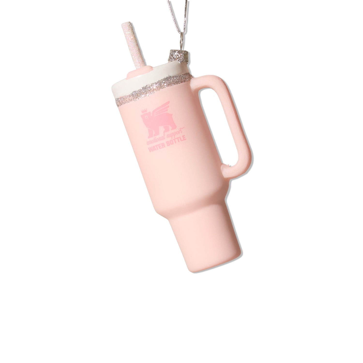 Pink Stanley Water Bottle Glass Ornament