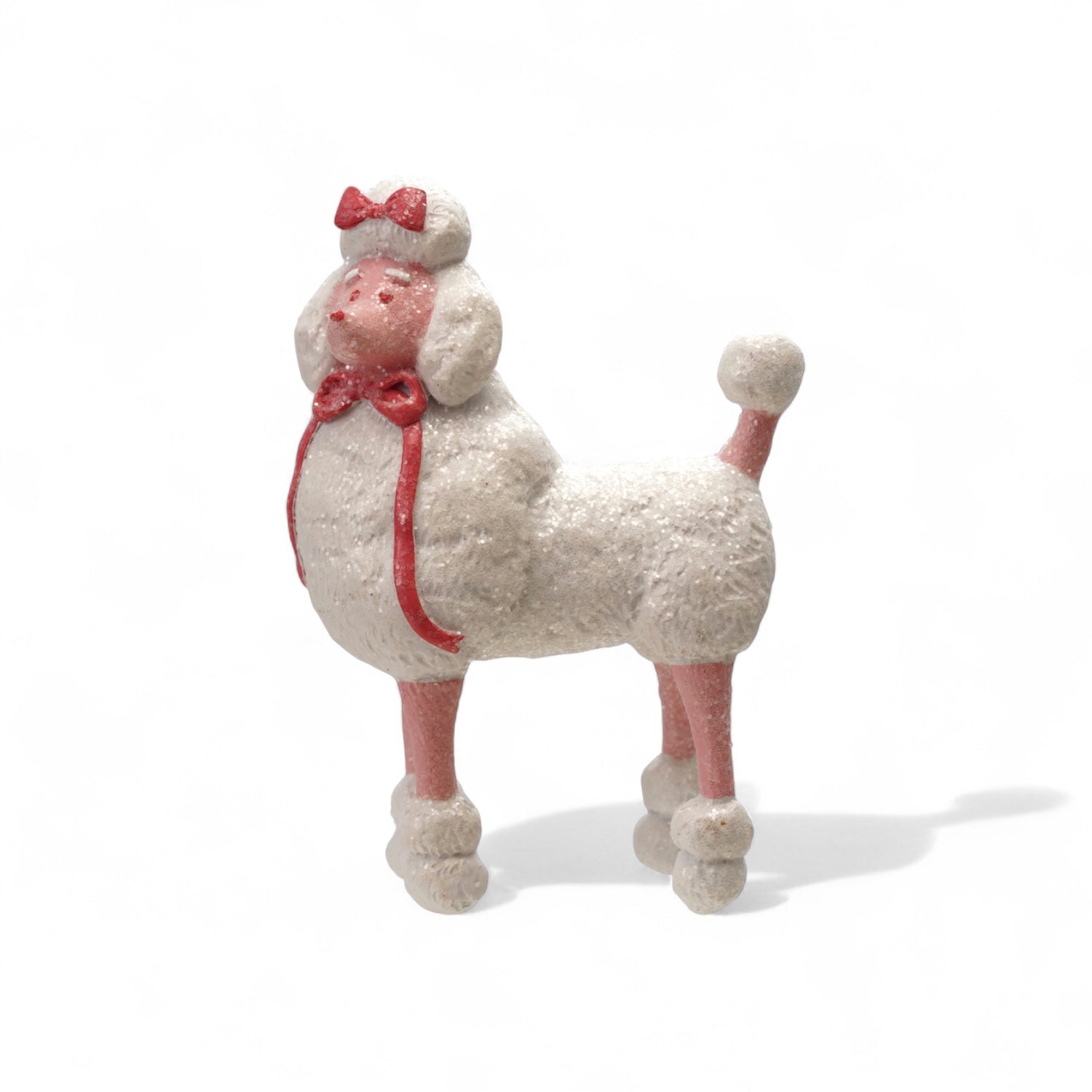Pink & White Resin Poodle Figurine