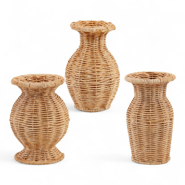 Resin Wicker Basket Weave Vase | 3 Styles