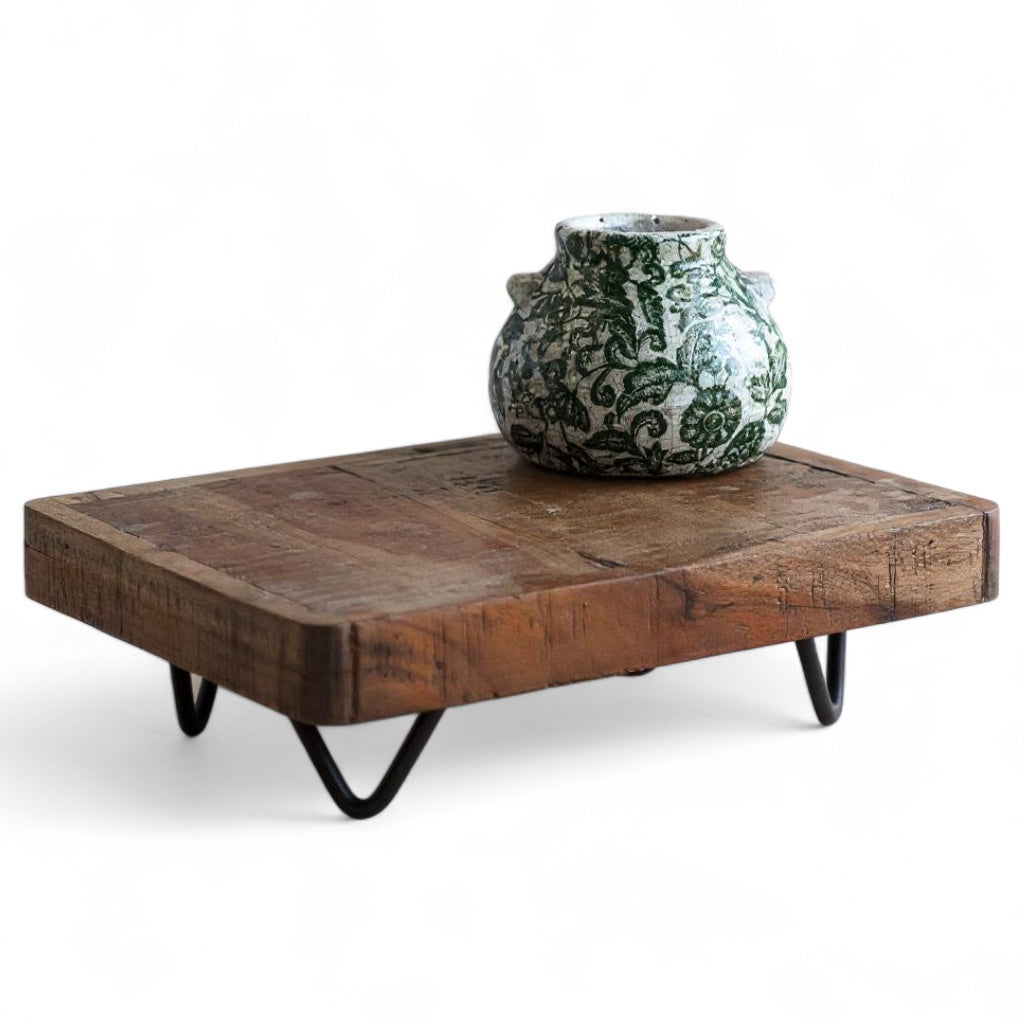 Rustic Wood Display Riser with Hairpin Legs – Cedar & Thread