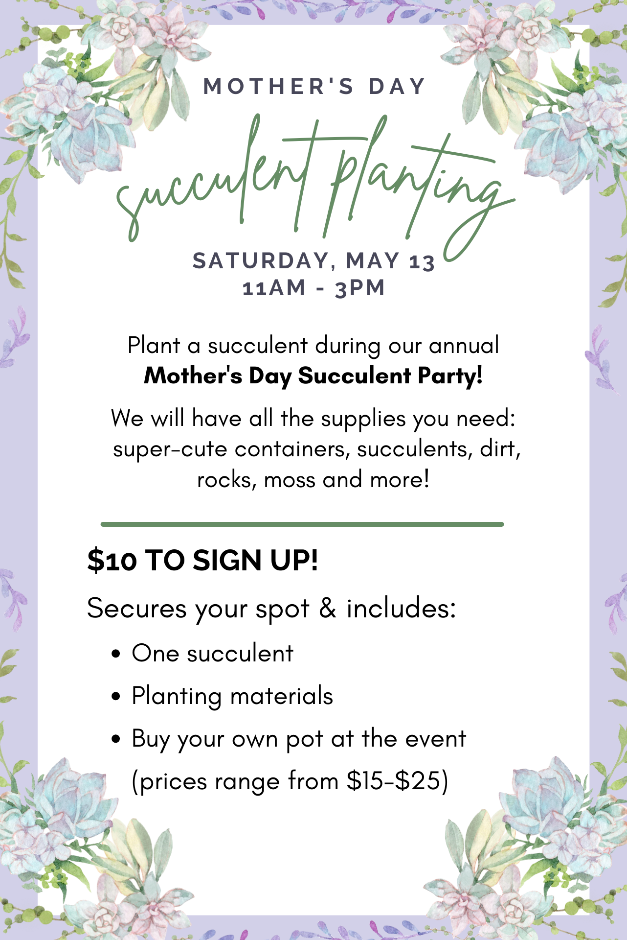 Mother's Day Succulent Party!