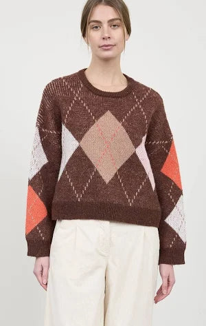 MULTI COLOR ARGYLE PULLOVER SWEATER