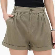 FELIX PLEATED SHORTS in soft moss