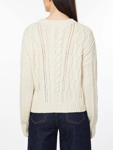 CABLE KNIT POINTELLE SWEATER