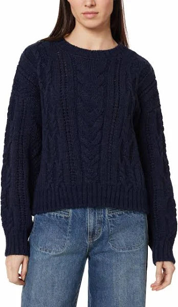 CABLE KNIT POINTELLE SWEATER