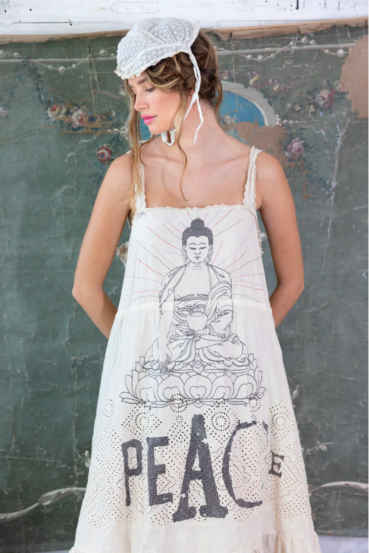 Eyelet Tevy Peace Tank Dress