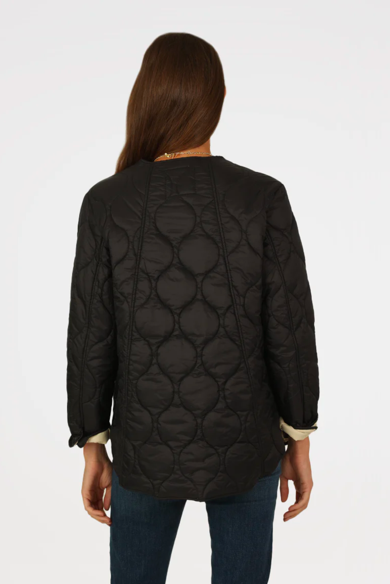 Collarless Quilted Jacket
