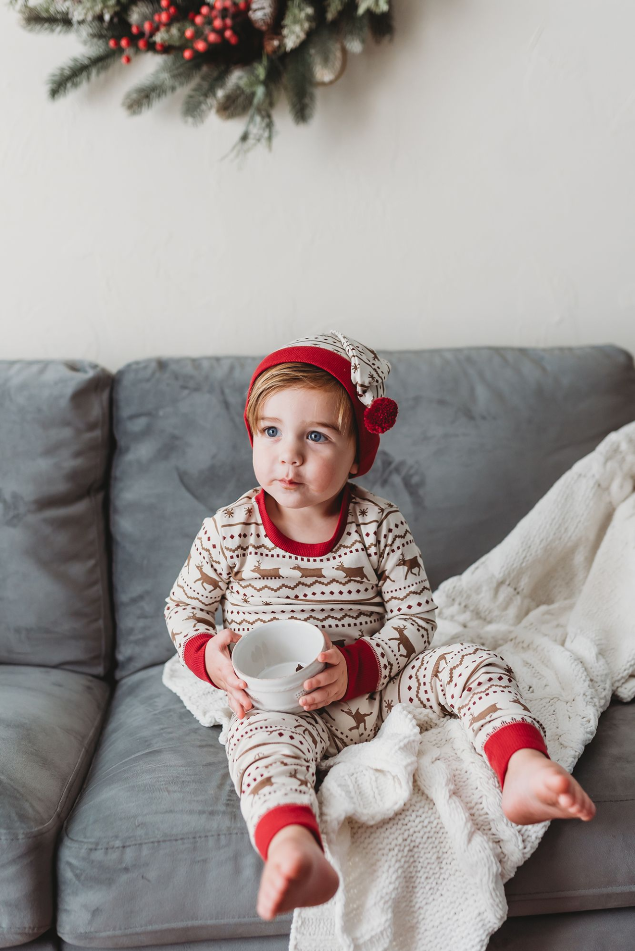 Kids' Organic Holiday PJ & Cap Set